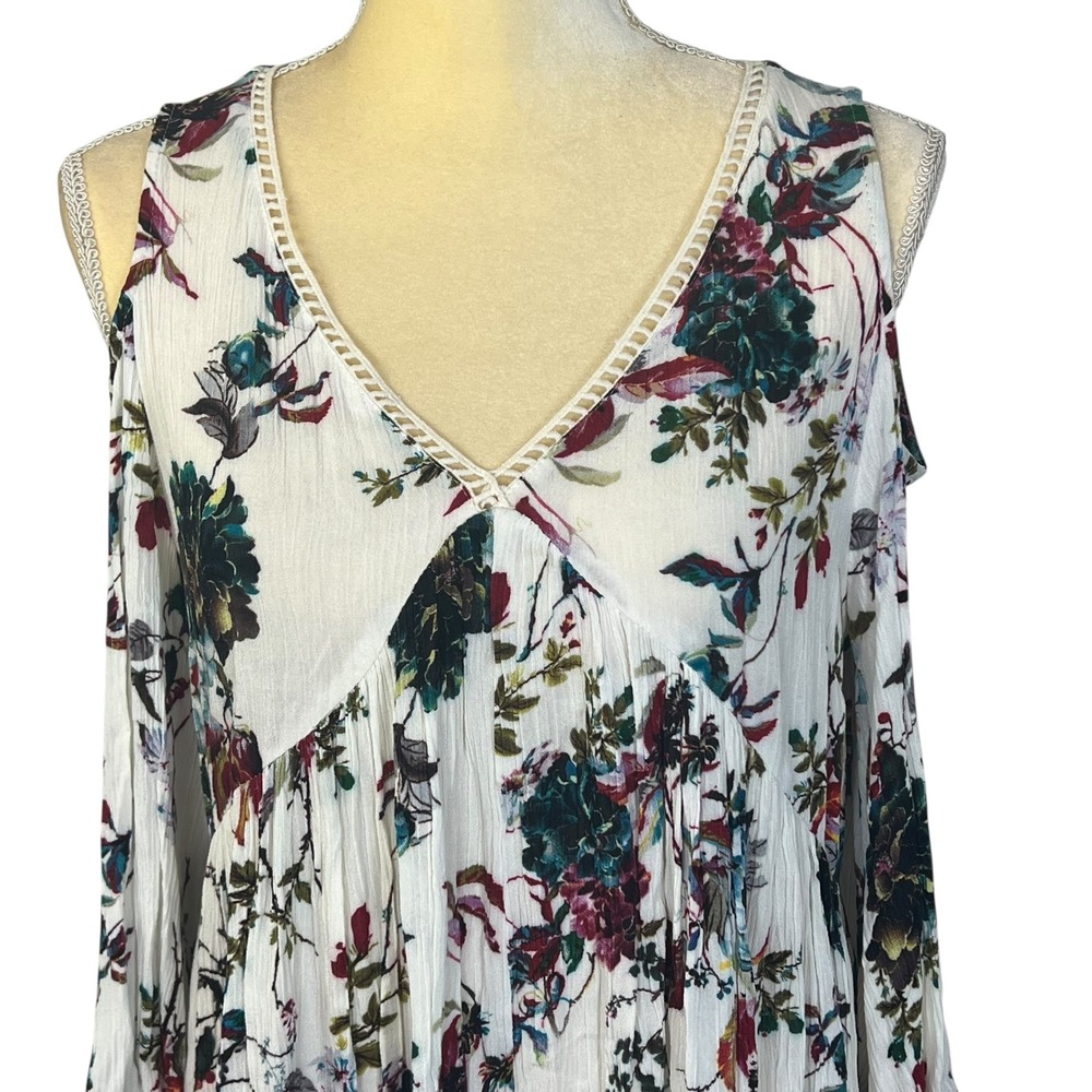 Umgee USA‎ Floral Print Cold Shoulder Long Sleeve Dress - Size M Multicolor - Picture 10 of 11